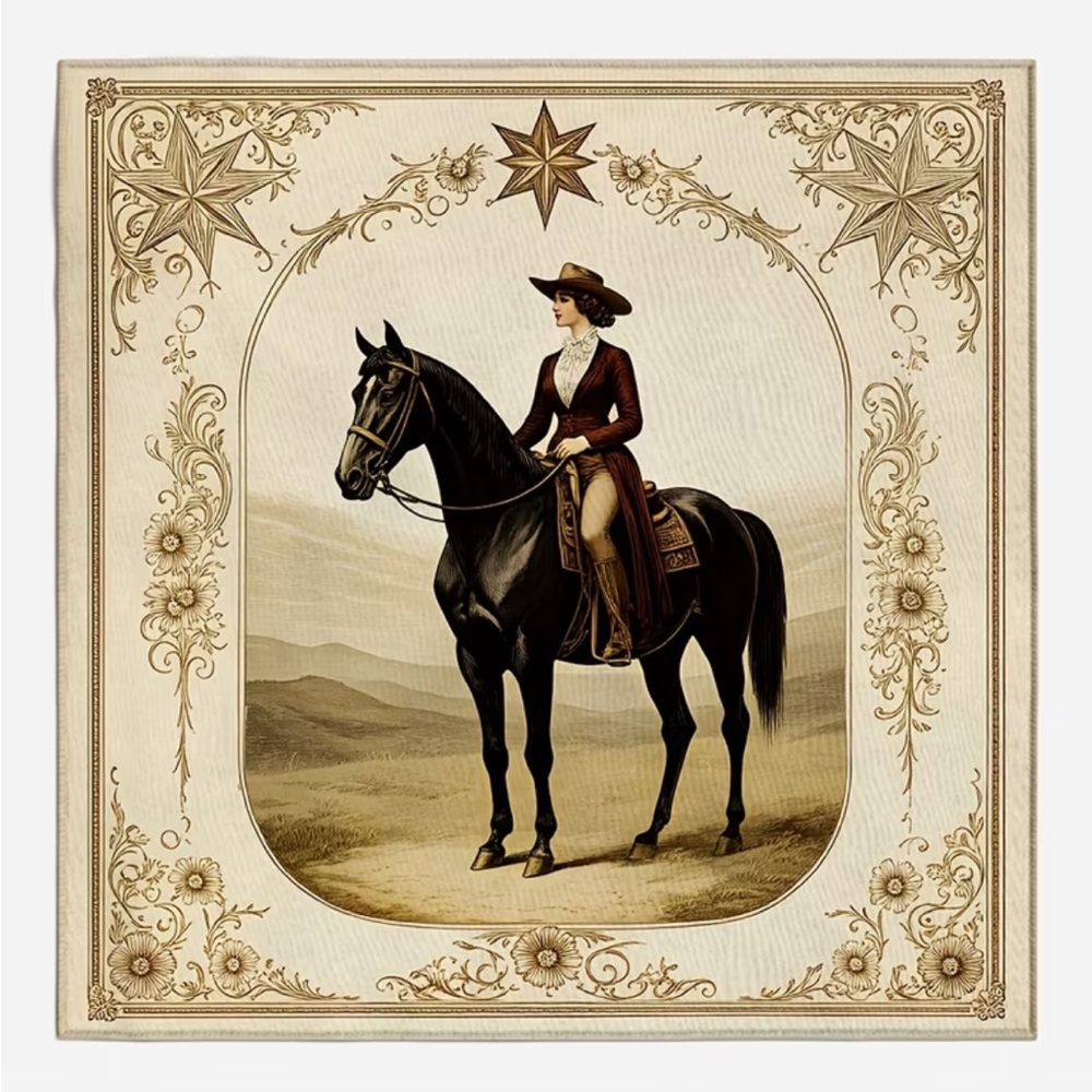 Western Cowgirl Horse Print Scarf | Square 35” x 35”